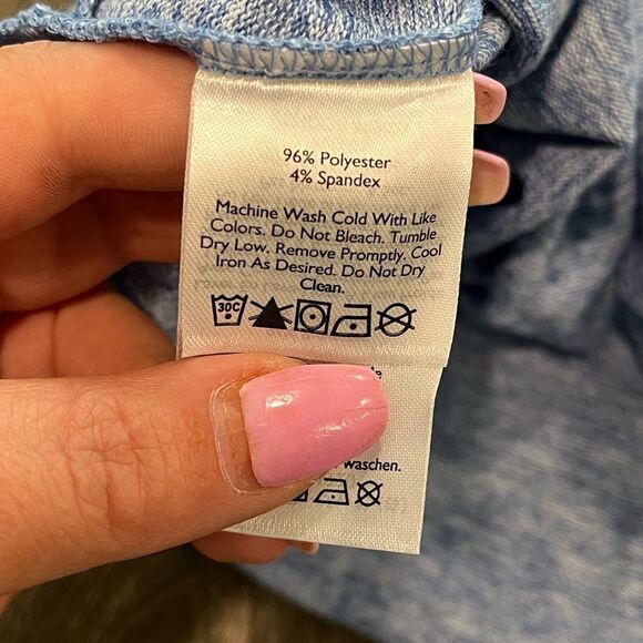 NWOT Eddie Bauer Light Heathered Blue Short Sleeve Athletic Shirt Size S - Picture 3 of 5